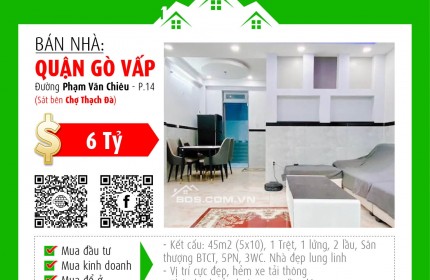 ✅  Bán gấp nhà 5PN, HXH, vị trí vàng Phạm Văn Chiêu, Gò Vấp - Giá 6 tỷ